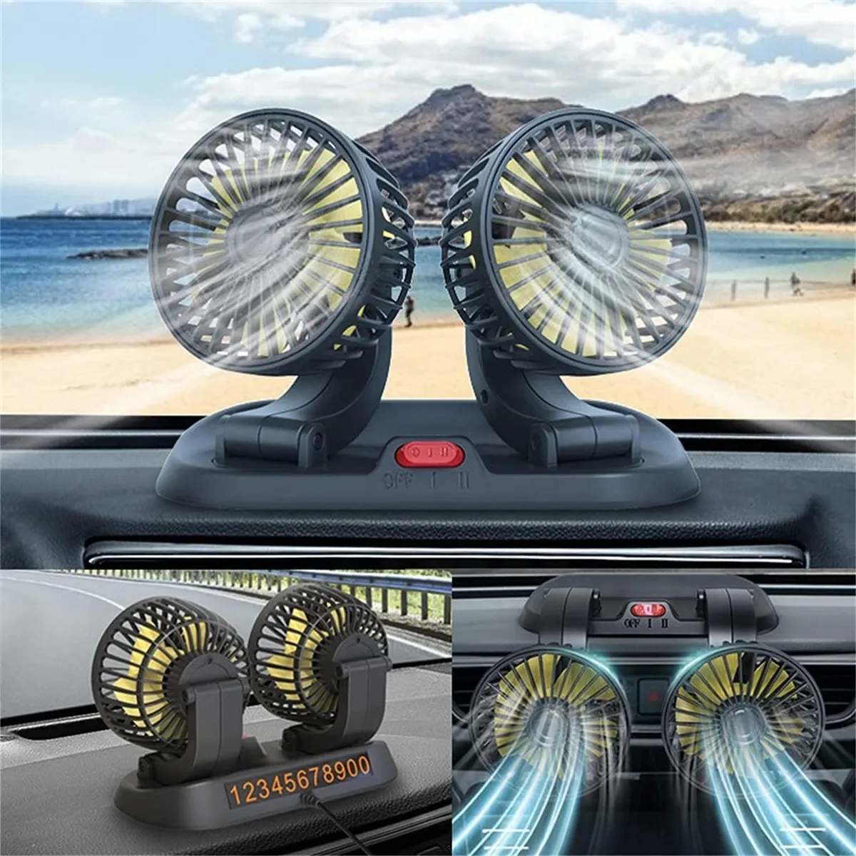 Ventilador Doble Portátil Para Carro